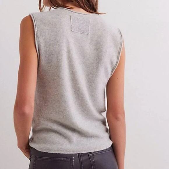 Free People We The Free Cashmere Muscle Sweater Graphite Lover Combo - Picture 7 of 7
